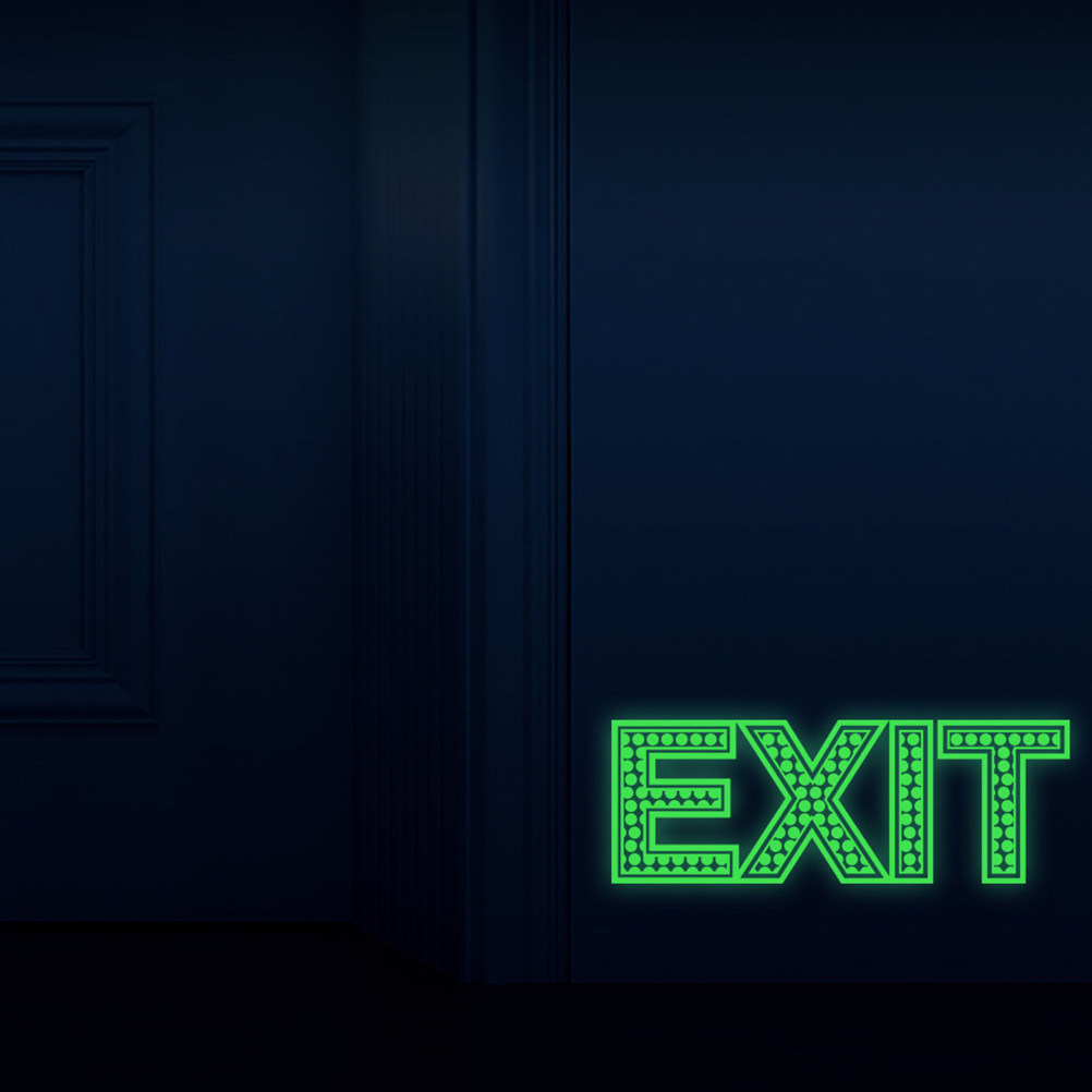 Emergency Exit Sign - 3개입 야간 발광 출구 스티커 라이트